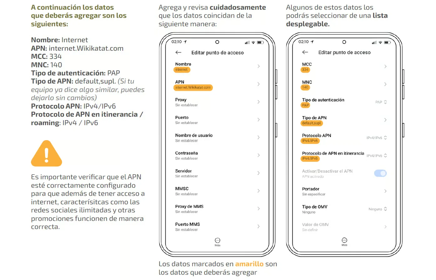 Configuración de APN en Android, paso 2