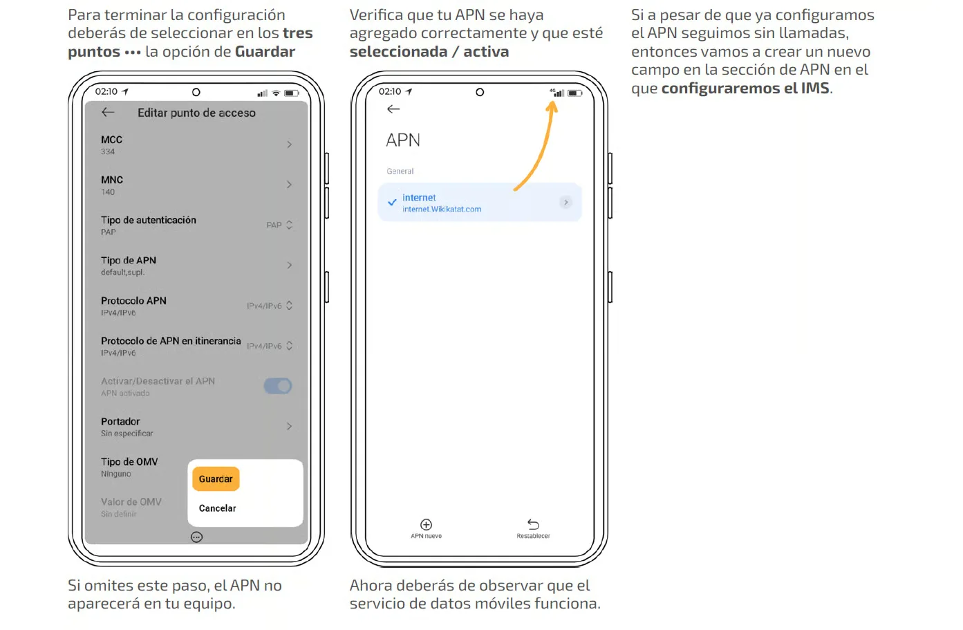 Configuración de APN en Android, paso 3