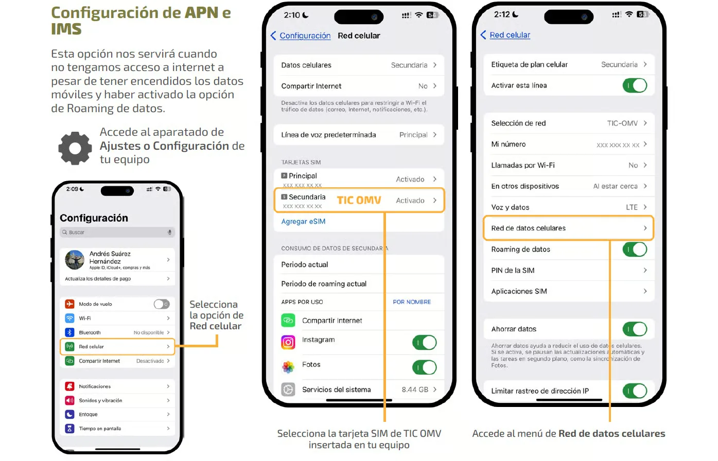 Configuración de APN en iOS, paso 1